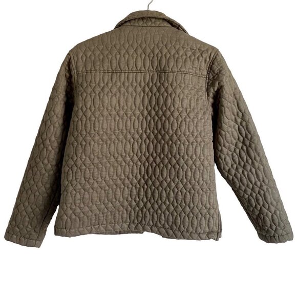 Green Quilted Jacket Coat with Buttons Pockets Decorated Originals Womens Large - Picture 9 of 11